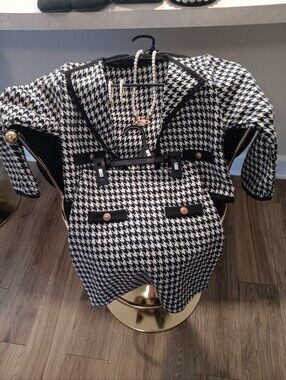 Black & White Houndstooth Two-Piece Skirt Set